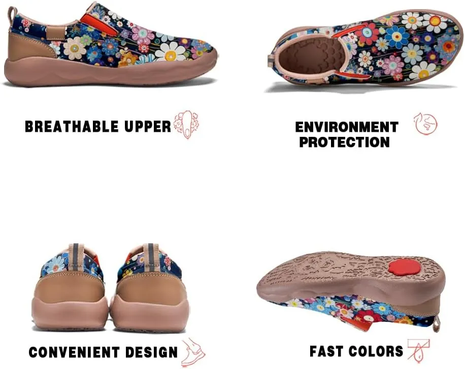 Onehorse Kid's Fashion Sneakers Lightweight Casual Comfortable Boys Girls Flower Painted Travel Shoes