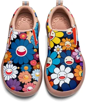 Onehorse Kid's Fashion Sneakers Lightweight Casual Comfortable Boys Girls Flower Painted Travel Shoes