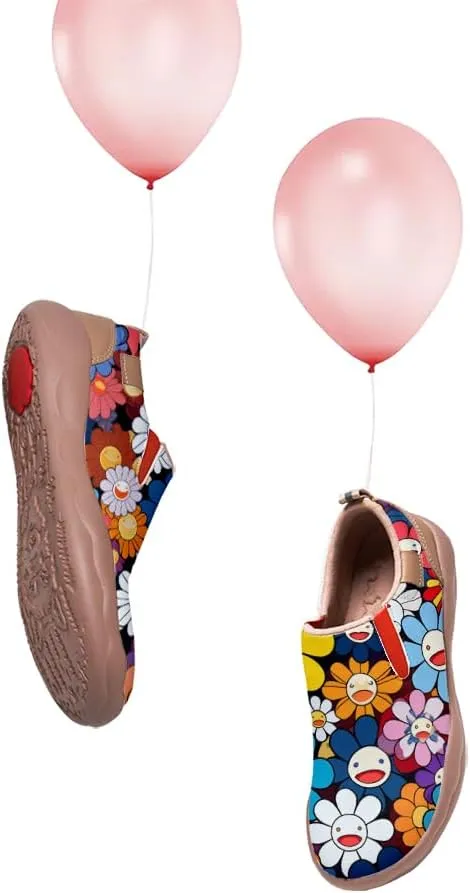 Onehorse Kid's Fashion Sneakers Lightweight Casual Comfortable Boys Girls Flower Painted Travel Shoes