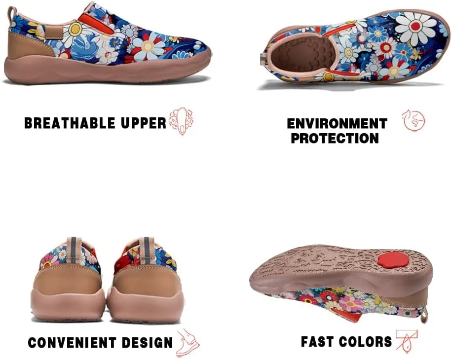 Onehorse Kid's Fashion Sneakers Lightweight Casual Comfortable Boys Girls Flower Painted Travel Shoes
