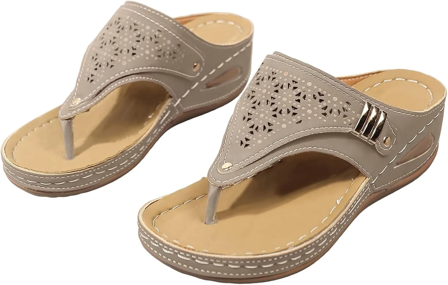 Orthopedic Sandals for Women 2025,Dressy Slip On Flip Flops Sandals with Arch Support Chic Comfortable Wide Width Platform Thong Breathable Cutout Open Toe Summer Walking Casual Beach Slippers