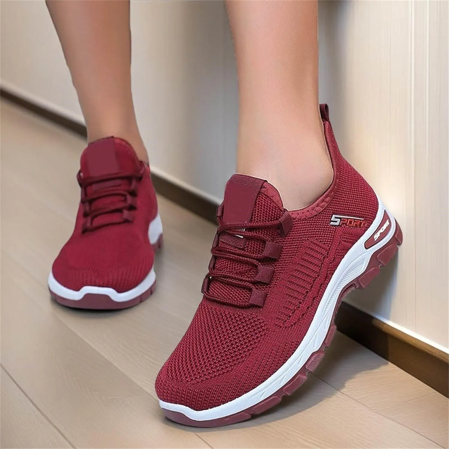 Orthopedic Sneakers for Women Mesh Breathable Lace Up Walking Running Shoes Comfortable Tennis Shoes Non Slip Lightweight Casual Womens Sneakers