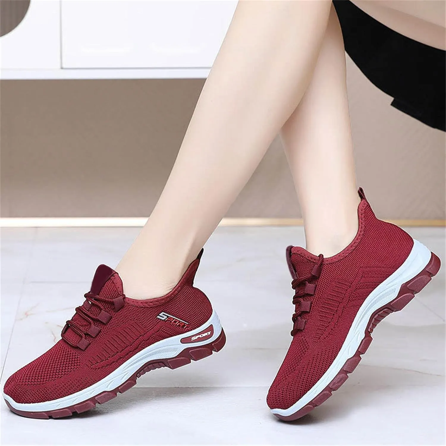 Orthopedic Sneakers for Women Mesh Breathable Lace Up Walking Running Shoes Comfortable Tennis Shoes Non Slip Lightweight Casual Womens Sneakers