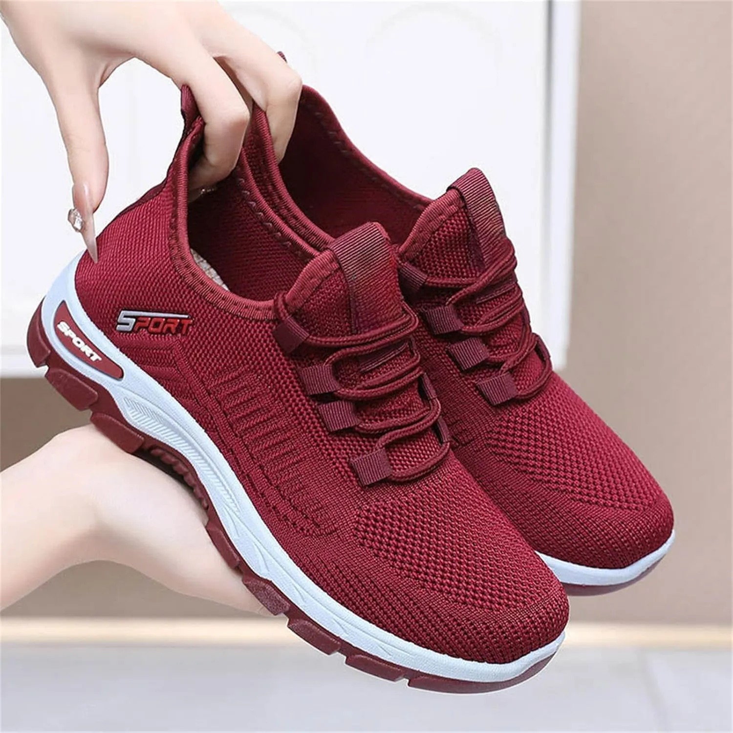 Orthopedic Sneakers for Women Mesh Breathable Lace Up Walking Running Shoes Comfortable Tennis Shoes Non Slip Lightweight Casual Womens Sneakers