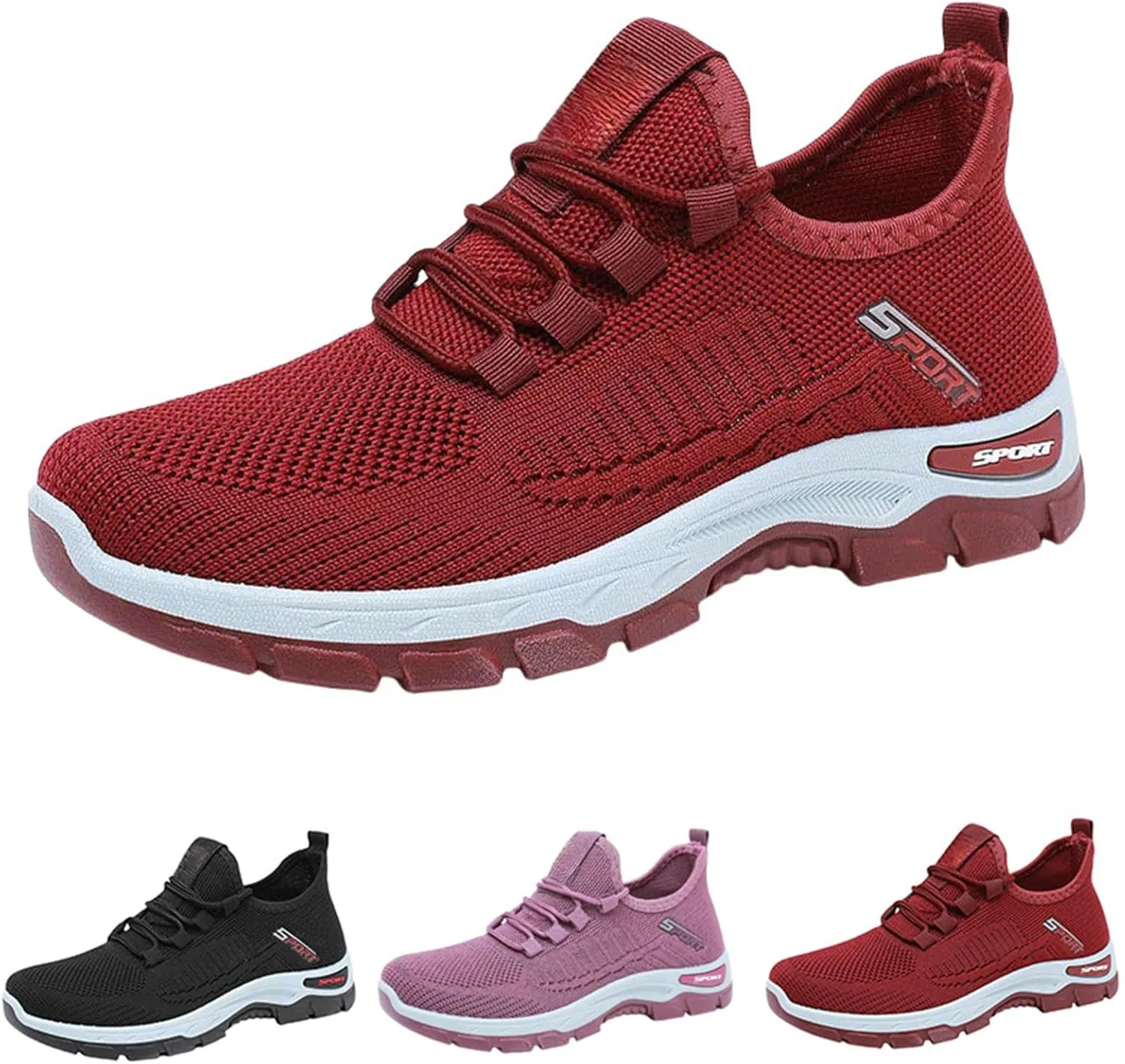 Orthopedic Sneakers for Women Mesh Breathable Lace Up Walking Running Shoes Comfortable Tennis Shoes Non Slip Lightweight Casual Womens Sneakers