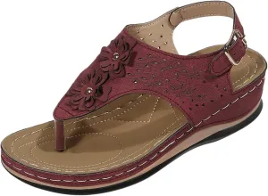 Orthotic Sandals for Women Wide Flip Flops Beach with Flowers Platform Slide Shoes Dressy Arch Support Womens Wedge Sandals Dressy Soft Leather Sandal Orthtic