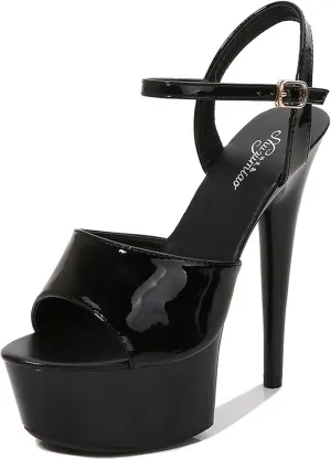 Platform Heels for Women White Heels Shoes Stiletto Open Toe Chunky High Heels Summer Dress Shoes with Ankle Strap