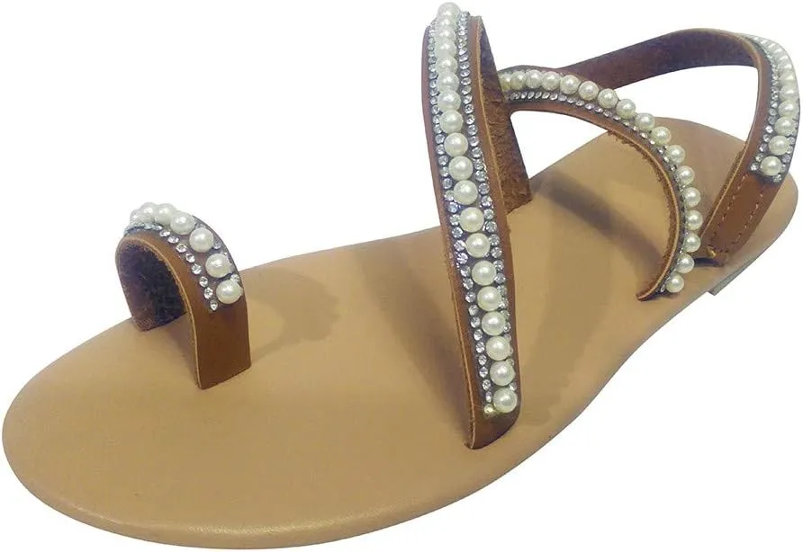 Platform Sandals for Women Prime Gibobby Sandal Boho Cross Summer Flat Shoes Beaded Slippers Casual Beach Sandals
