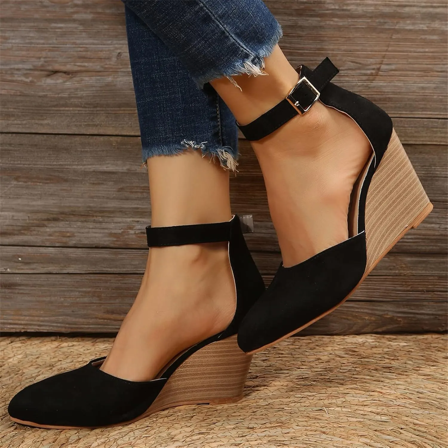 Platform Sandals Women Dressy Two-Strap Buckle Chunky Heel Lightweight Summer Party Sandals Padded Footbed 2025 Spring and Summer Vacation