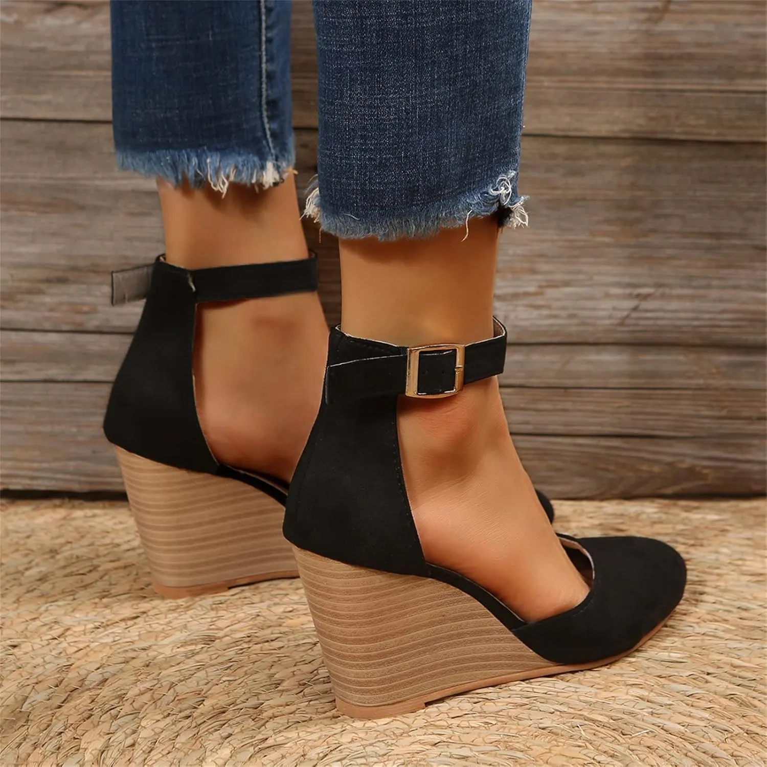 Platform Sandals Women Dressy Two-Strap Buckle Chunky Heel Lightweight Summer Party Sandals Padded Footbed 2025 Spring and Summer Vacation