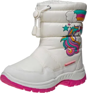 Rugged Bear Girl's Snow Boots Unicorn Raibow Print