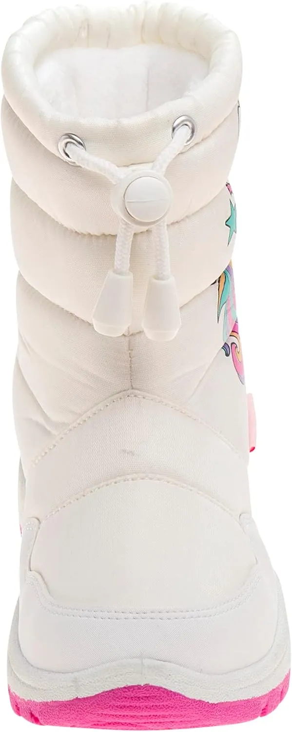 Rugged Bear Girl's Snow Boots Unicorn Raibow Print