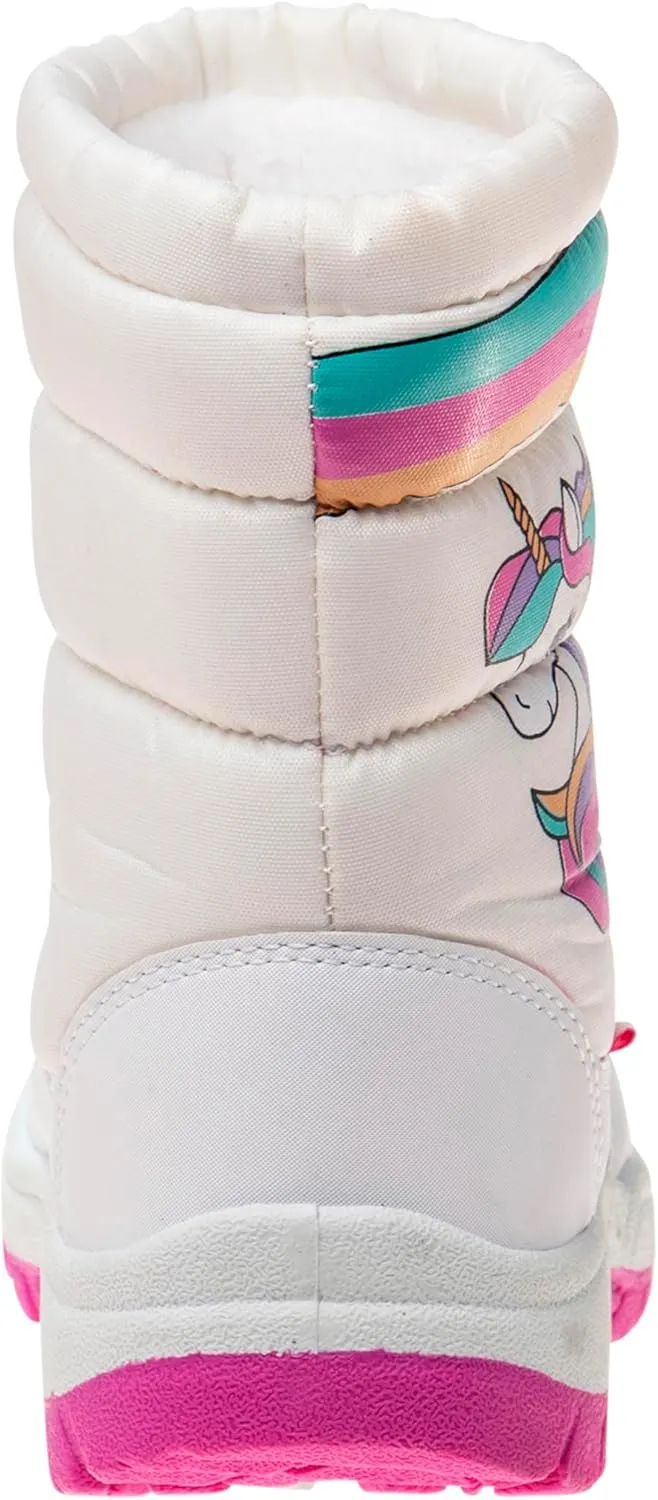 Rugged Bear Girl's Snow Boots Unicorn Raibow Print