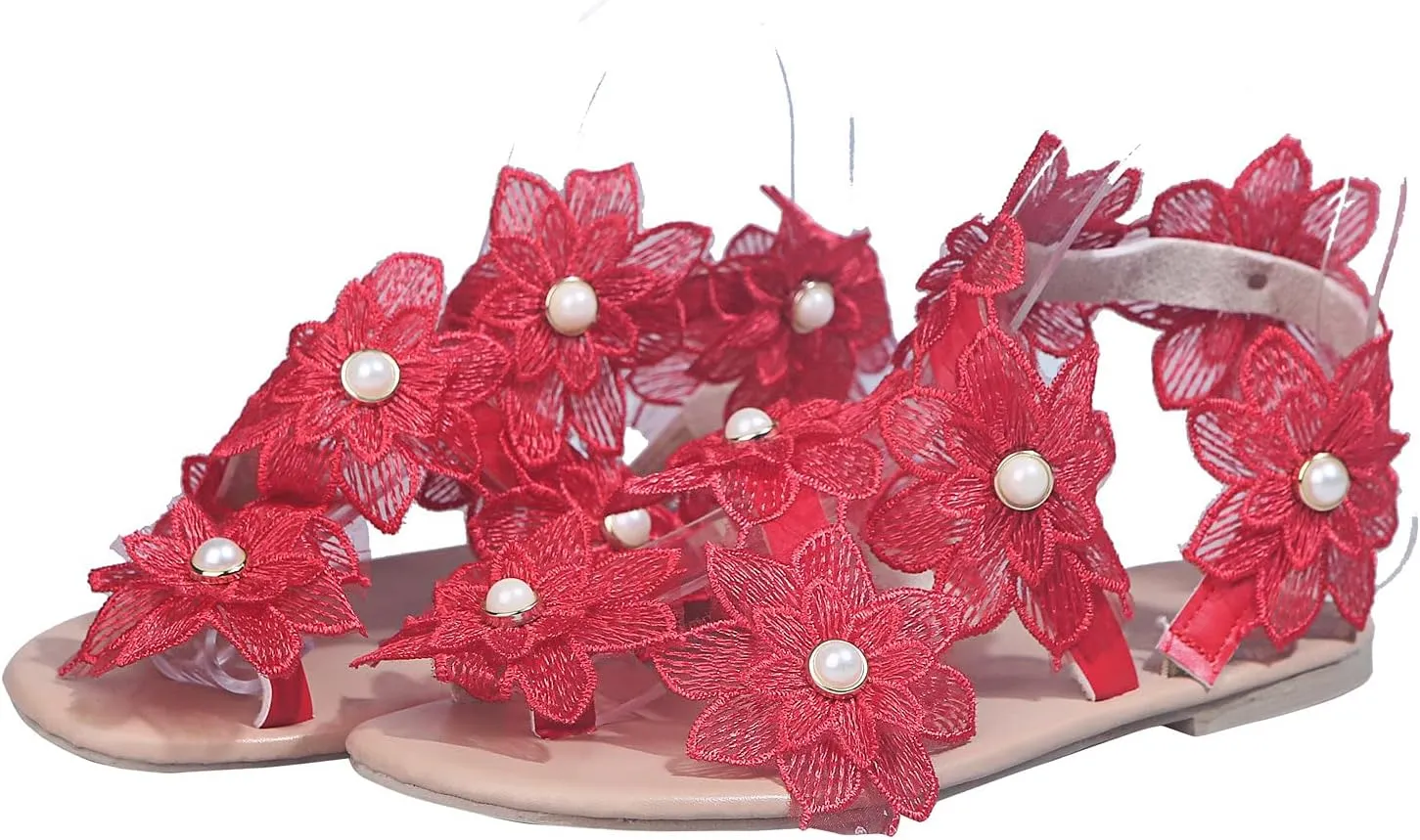 Sandals for Women Dressy Summer, Sandals for Women Flower Shoes Slippers Flat Summer Open Toe Comfy Beach Sandals