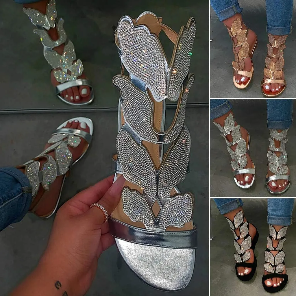 Sandals for Women Dressy,Women Gladiator Sandals Snakeskin Flat Summer Strappy Open Toe Knee High Flat Sandal