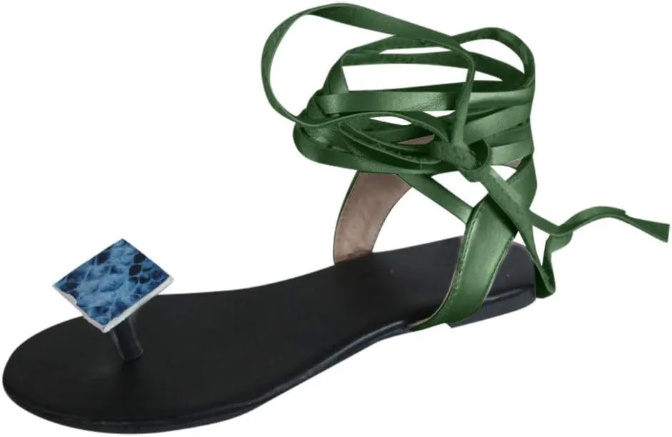 Sandals for Women Platform,Women Gladiator Sandals Flat Summer Leopard Print Strappy Lace Up Open Toe Knee High Flat Sandal