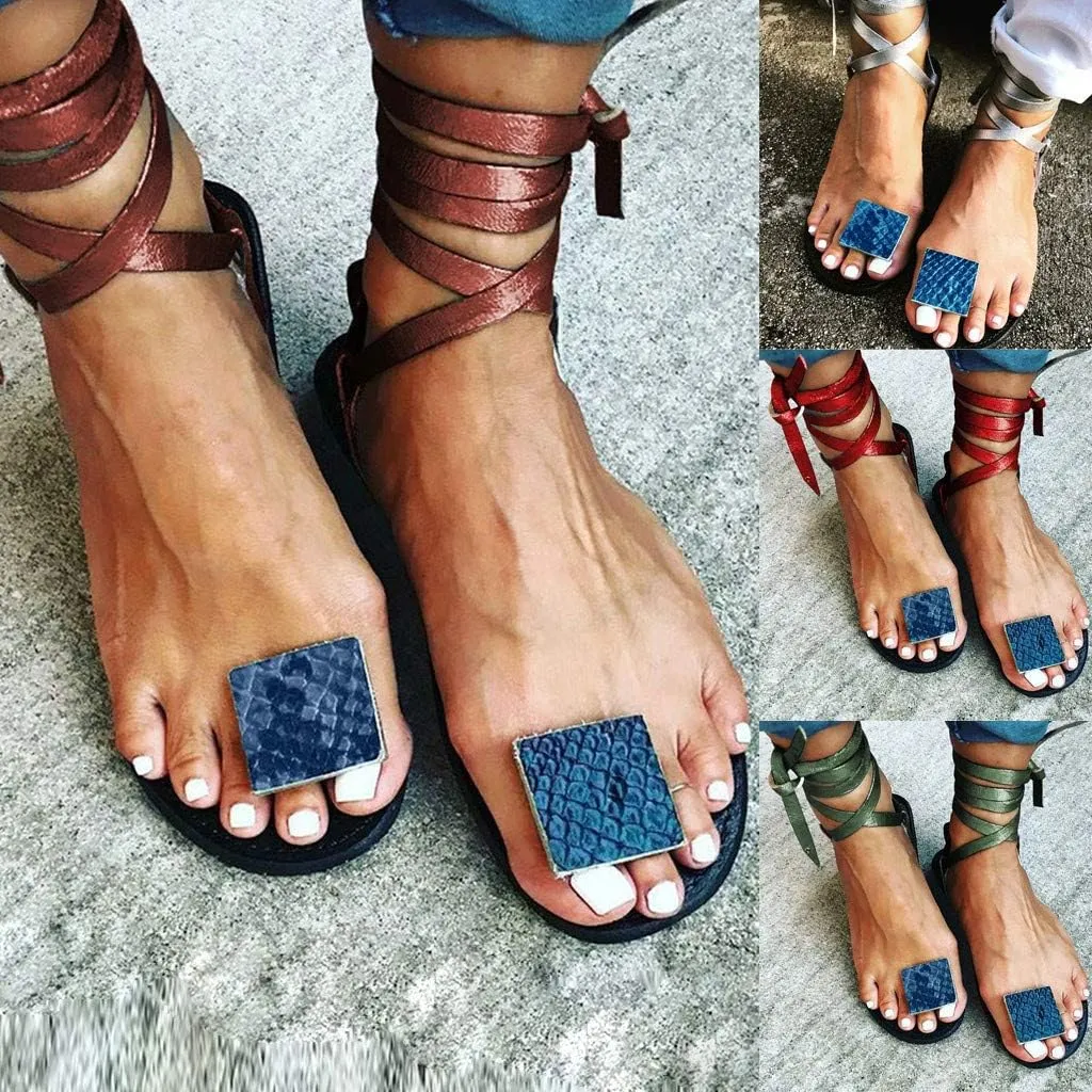 Sandals for Women Platform,Women Gladiator Sandals Flat Summer Leopard Print Strappy Lace Up Open Toe Knee High Flat Sandal
