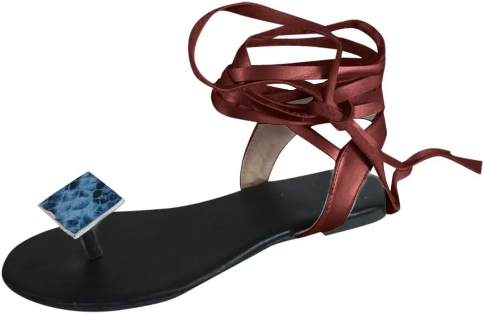 Sandals for Women Platform,Women Gladiator Sandals Flat Summer Leopard Print Strappy Lace Up Open Toe Knee High Flat Sandal