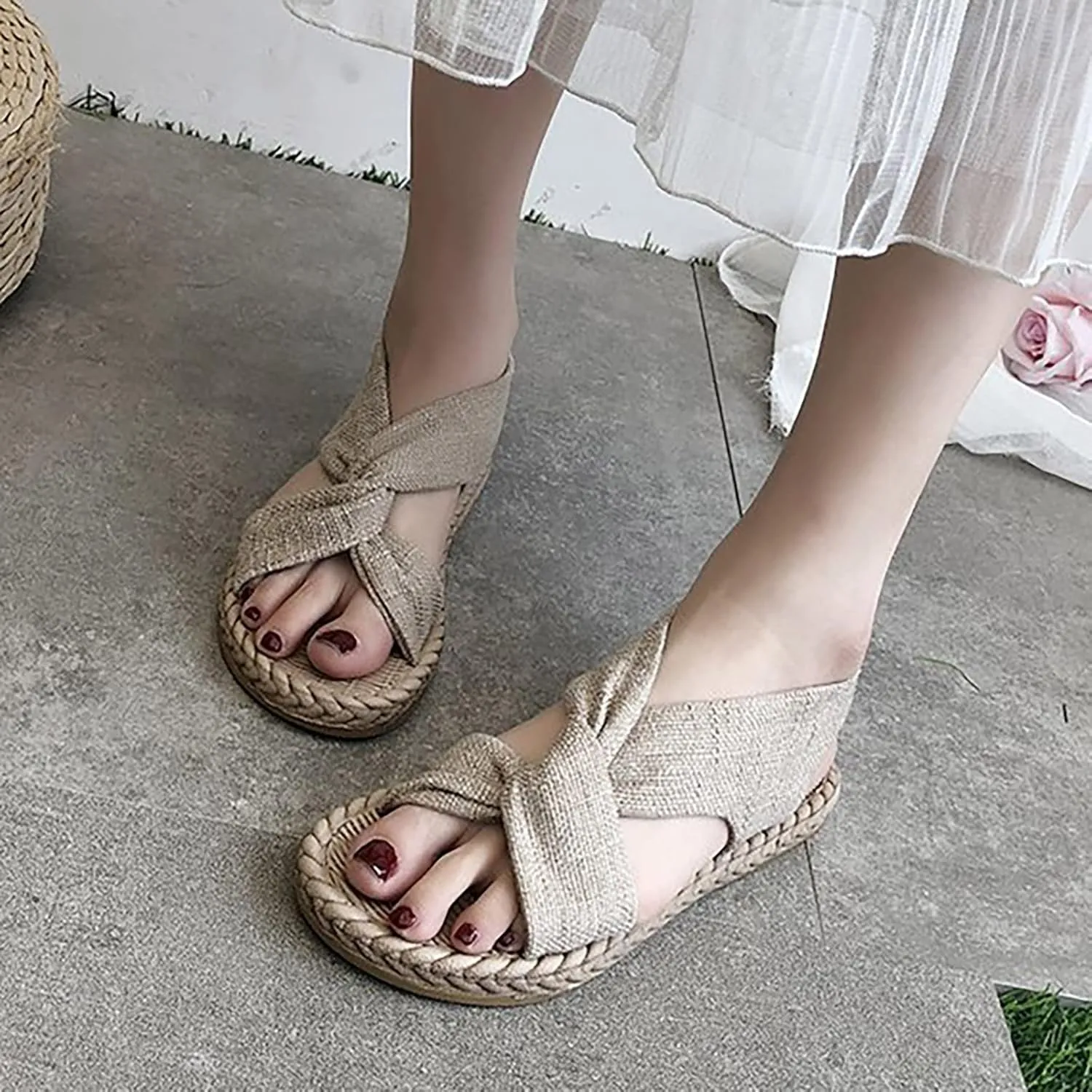 Sandals for Women Slip on Wedge Sandal Comfortable Wedge Shoes Sandalias Open Toe Wedge Sandals for Women