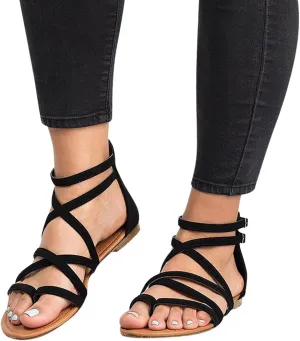 Sandals Women,Women's Gladiator Strap Sandals Thong Cross Strappy Sandals Platform Wedge Flat Fisherman Sandals