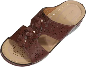 SBGMoSJ Womens Plantar Fasciitis Shoes Orthopedic Diabetic Walking Shoes Walking Sandals Women Red Sandals for Women Wedge Brown Leather Sandals Womens Block Heel Sandals