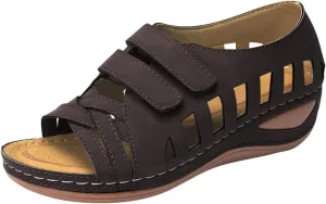 SBGMoSJ Womens Plantar Fasciitis Shoes Orthopedic Diabetic Walking Shoes Walking Sandals Women Red Sandals for Women Wedge Brown Leather Sandals Womens Block Heel Sandals