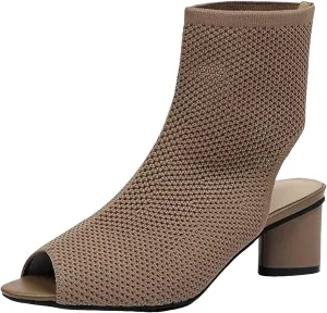 Sexy Casual Dress Shoes Women's Knit Toe Chunky Heel Ankle Boots Open Pointed Toe Slingback Heeled Sandals Summer Casual