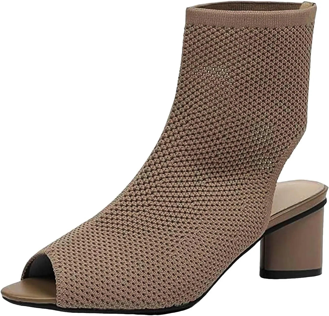 Sexy Casual Dress Shoes Women's Knit Toe Chunky Heel Ankle Boots Open Pointed Toe Slingback Heeled Sandals Summer Casual
