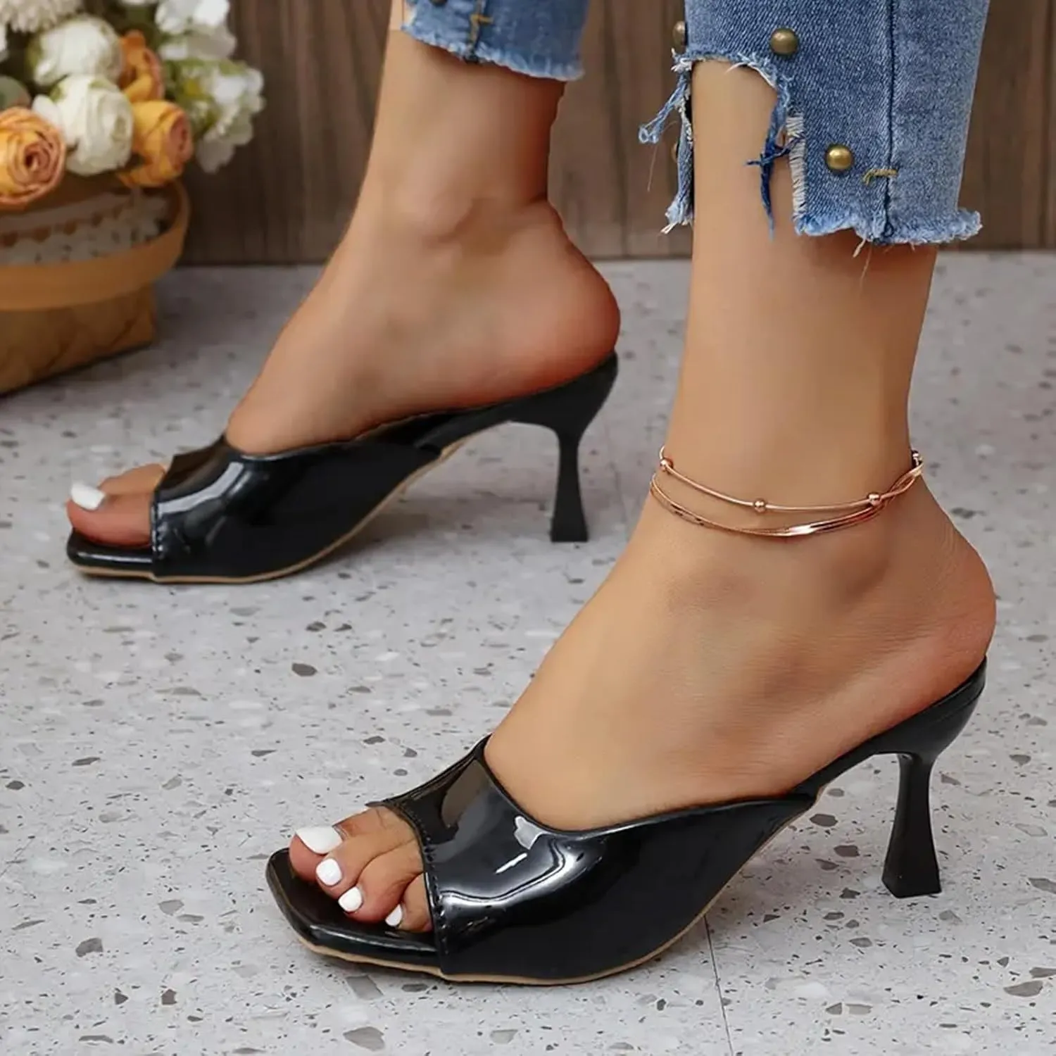 Slip on Elegant Pumps Toe Heels for Women Sexy 3 Inches Stiletto High Heels for Women Dressy Slip On Comfortable Wide