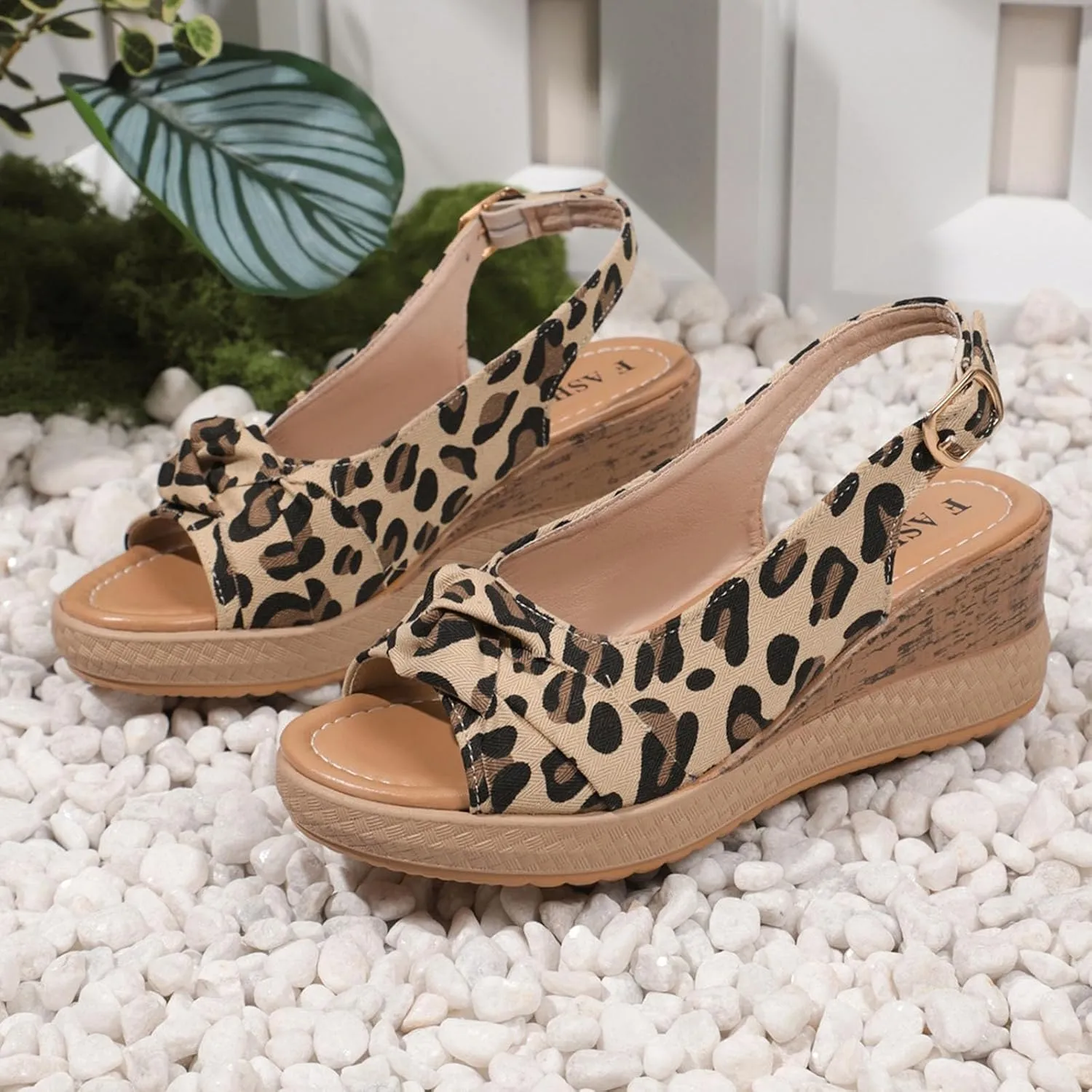 Slip On Wedge Sandals for Women Summer Dressy Comfortable Open Toe Platform Chunky Heel Wedge Ankle Strap Espadrilles Sandals Casual Boho Beach Sandals Ladies Wedges Walking Shoes