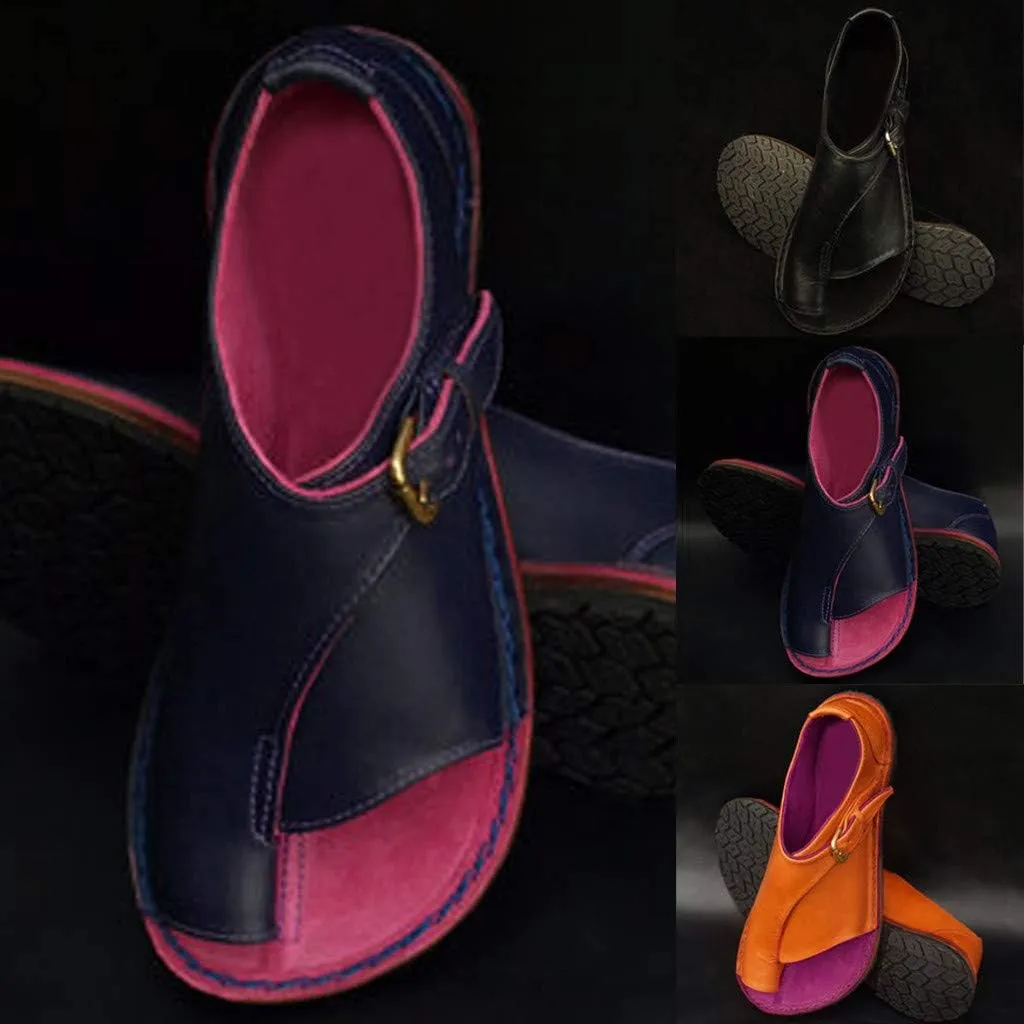 Slippers for Women Open Toe Gibobby Plus Size Holiday Flat Ankle Beach Shoes Fish Mouth Roman Loafers Sandals