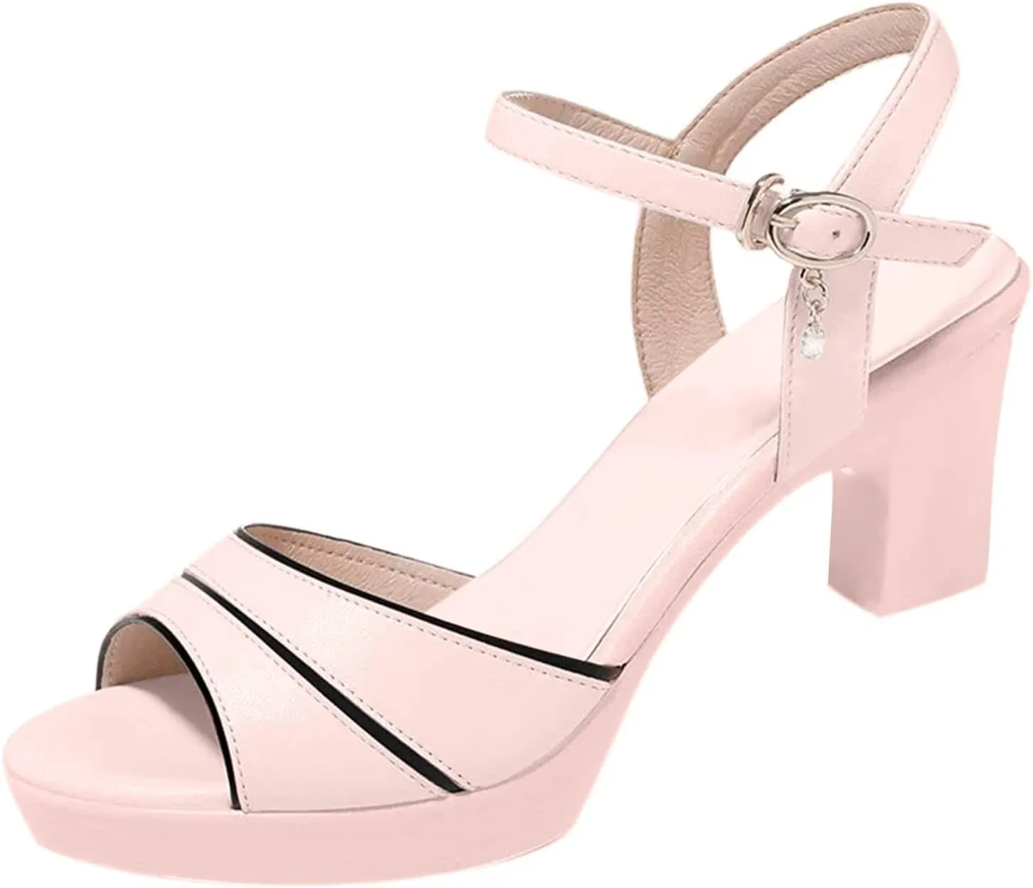 Sparkly Heels Women's Chunk High Heel Pump Sandals Stiletto Heels Open Toe Ankle Strap Stylish Heeled Sandals