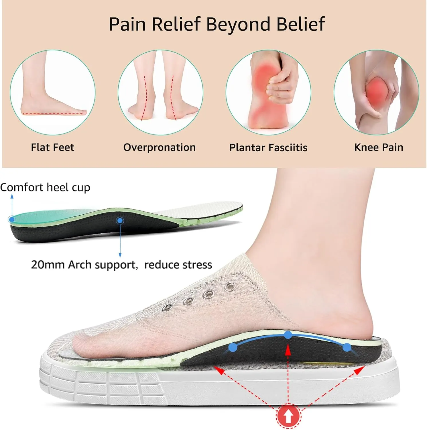 STQ Slip On Orthopedic Wide ShoesLightweight Women Backless Casual Plantar Fasciitis Relief Mule Sneakers