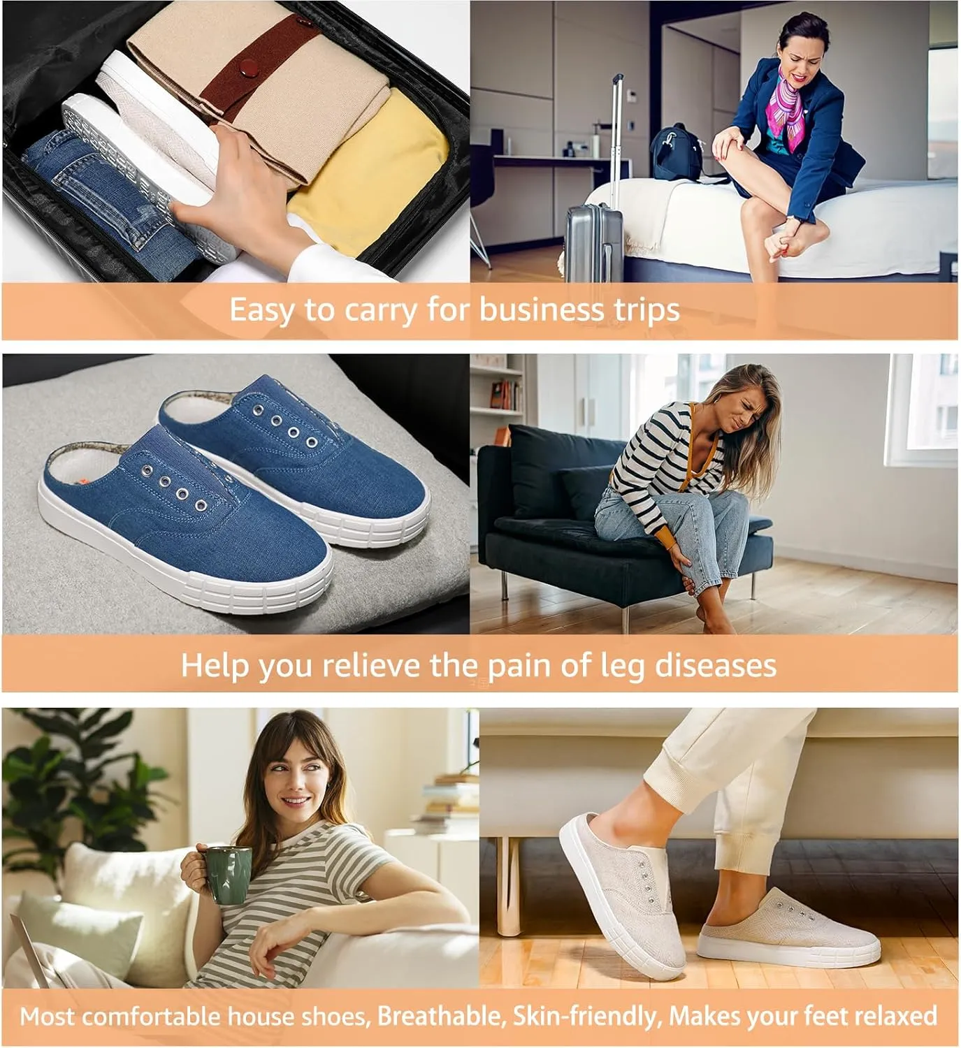 STQ Slip On Orthopedic Wide ShoesLightweight Women Backless Casual Plantar Fasciitis Relief Mule Sneakers