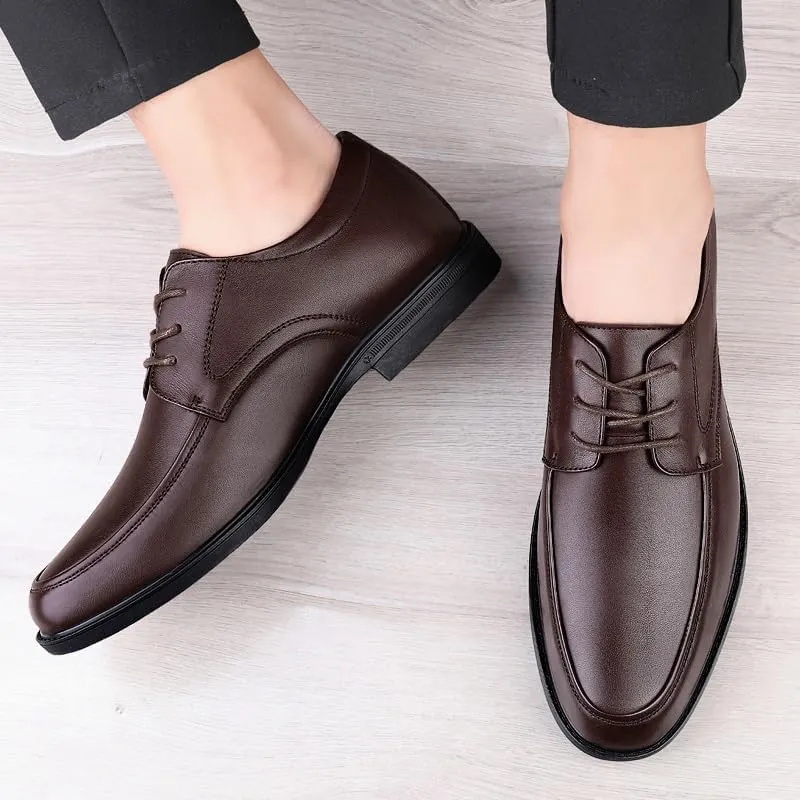 Stylish Men Shoes, Brown Leather Dress Shoes Men, Breathable Mens Casual Shoes, Italian Oxford Work Shoes for Men, Lace-Up Men Driving Shoes