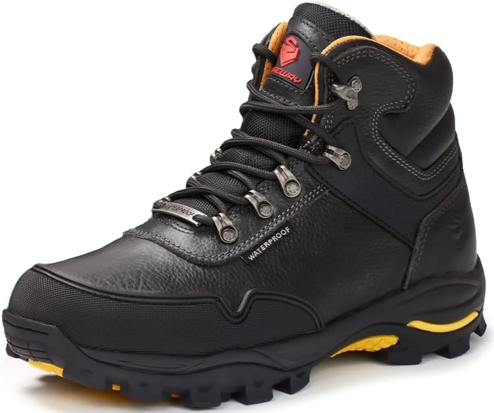 SUREWAY Men's 6" Steel Toe Heavy Duty Waterproof Work Boot - Leather,Lace Up,Oil/Slip Resistant Dual-Density Comfortable EH Construction Industrial Ankle Safety Men Work Boots, Roofing, Hunting