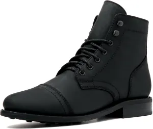 Thursday Boot Company Men's Captain Rugged and Resilient Cap Toe Boot, Black Matte Leather, 8
