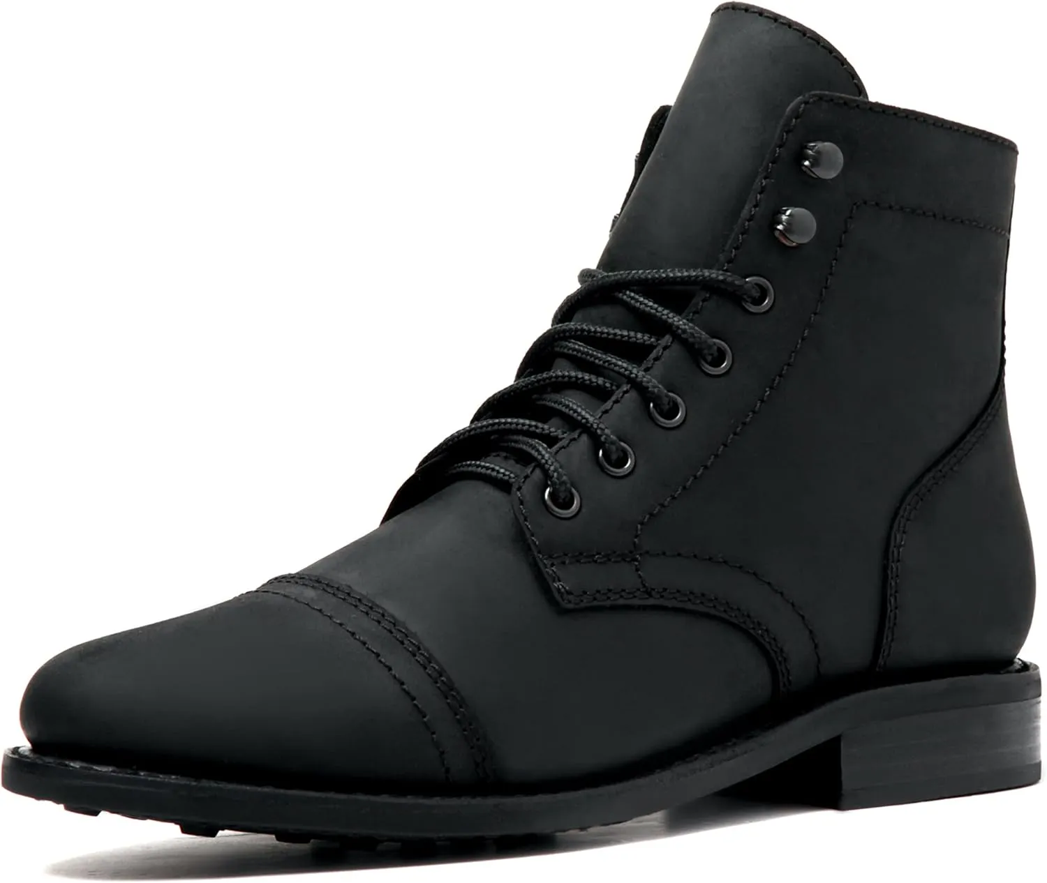 Thursday Boot Company Men's Captain Rugged and Resilient Cap Toe Boot, Black Matte Leather, 8