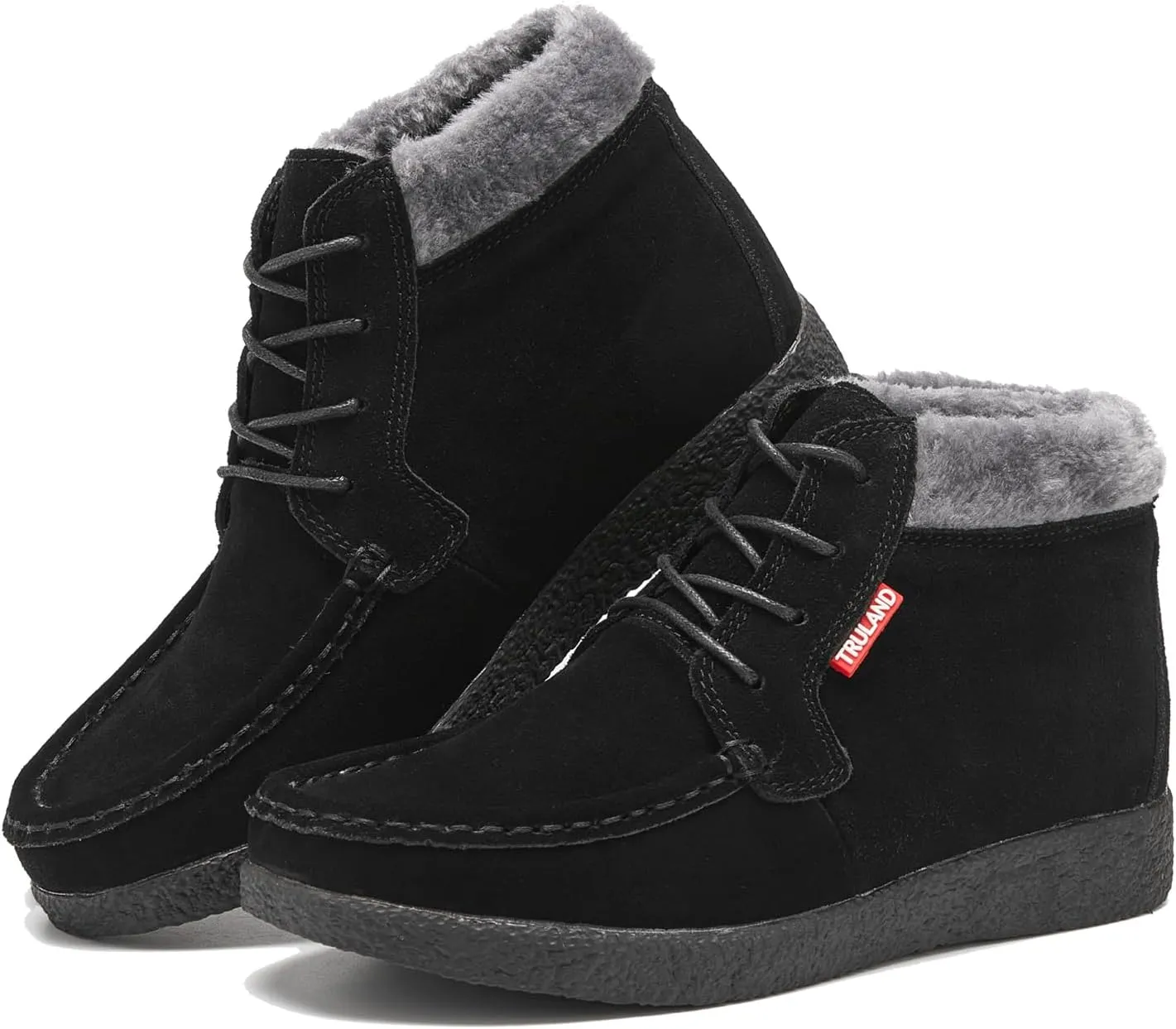 TRULAND Women’s Winter Boots – Suede Leather Fur Lined Water Resistant Ankle Boots