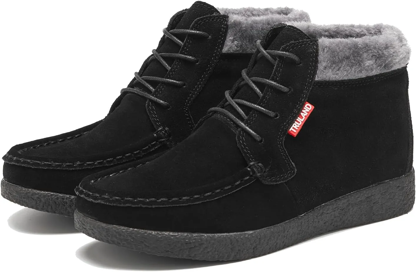 TRULAND Women’s Winter Boots – Suede Leather Fur Lined Water Resistant Ankle Boots