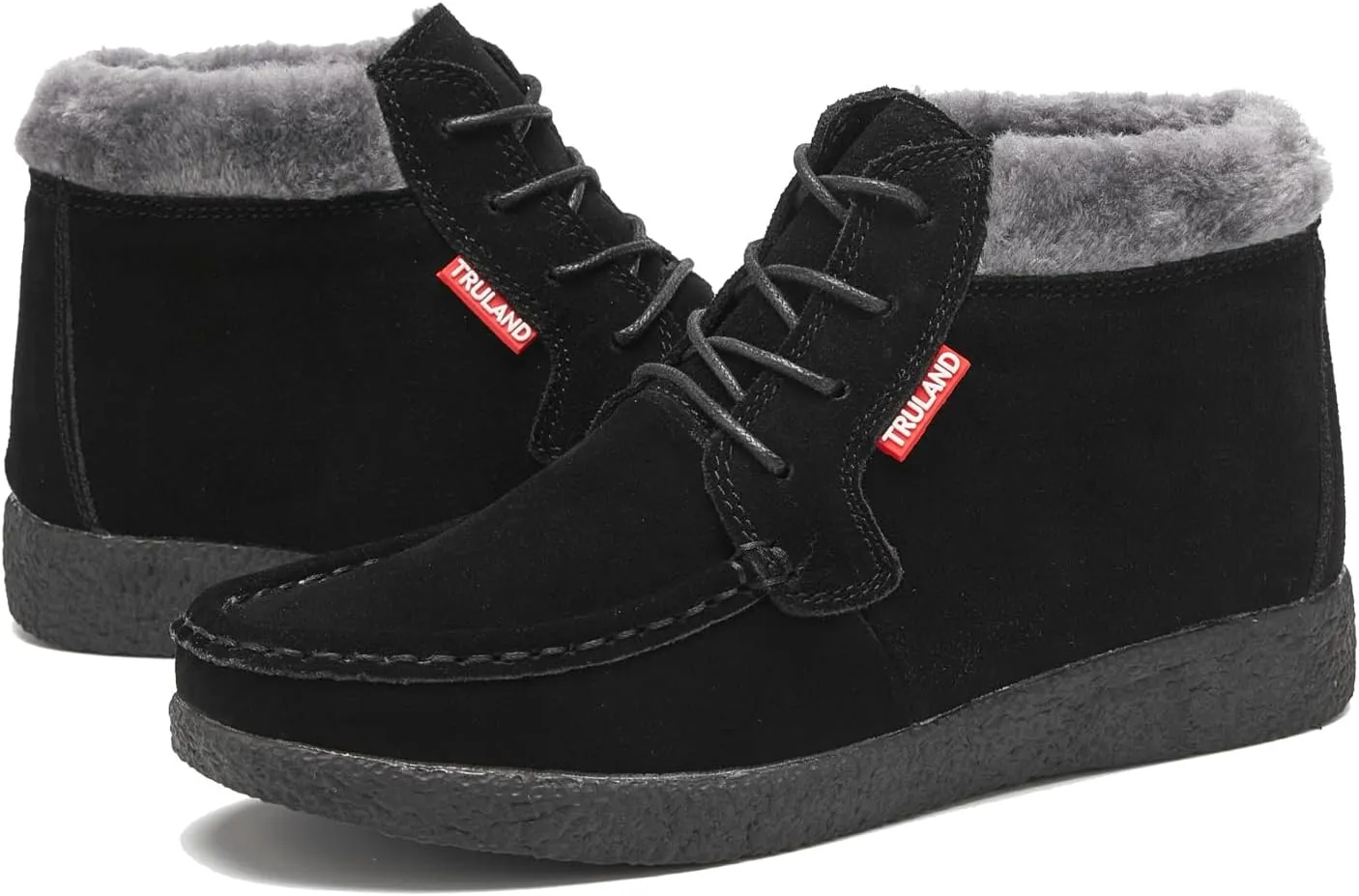 TRULAND Women’s Winter Boots – Suede Leather Fur Lined Water Resistant Ankle Boots