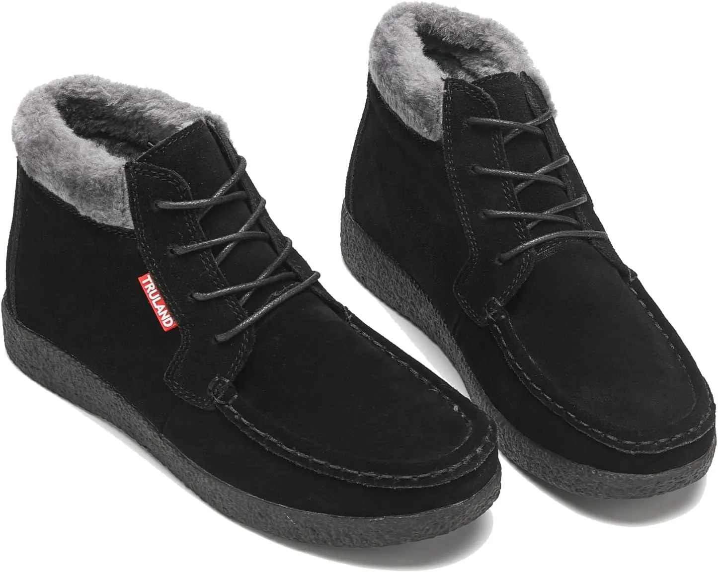 TRULAND Women’s Winter Boots – Suede Leather Fur Lined Water Resistant Ankle Boots