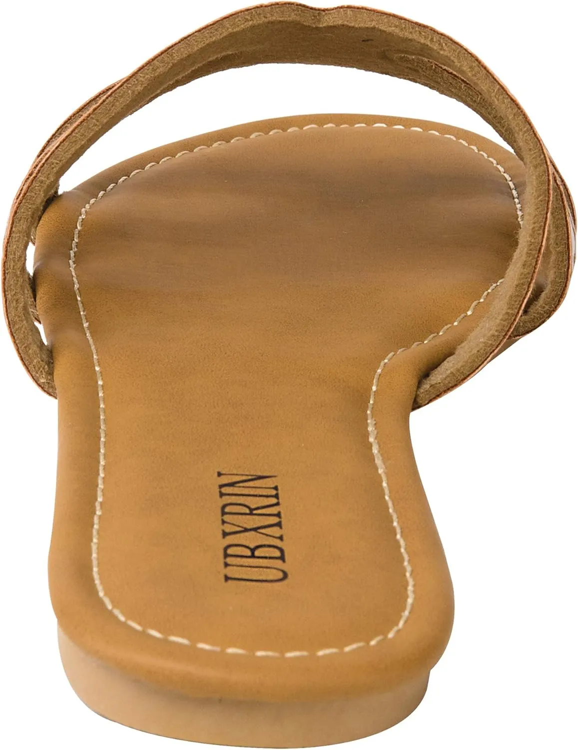 UBXRIN Womens Minimalist Memory Foam Comfortable Slide Sandals Summer Casual Soft Leather Flat Slippers