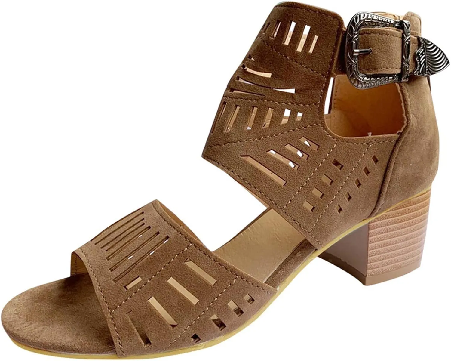 Walking Sandals Women, Womens Sandals Sexy Hollow Floral Lace Chunky High Heels Peep Toe Platform Boots
