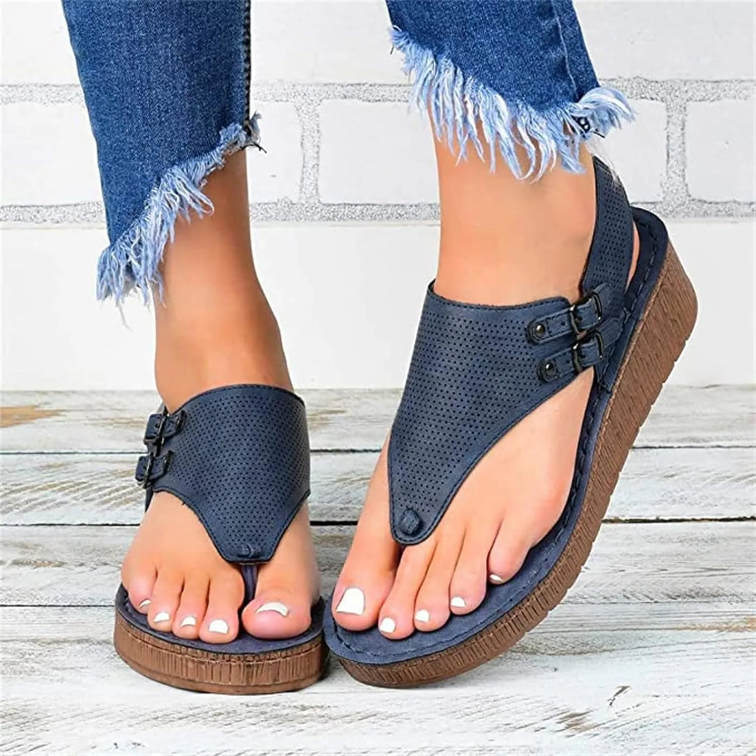 Wedge Sandals For Women,Womens Open Toe Dressy Summer Platform Sandals Buckle Ankle Strap Wedges Sandals Beach Sandals