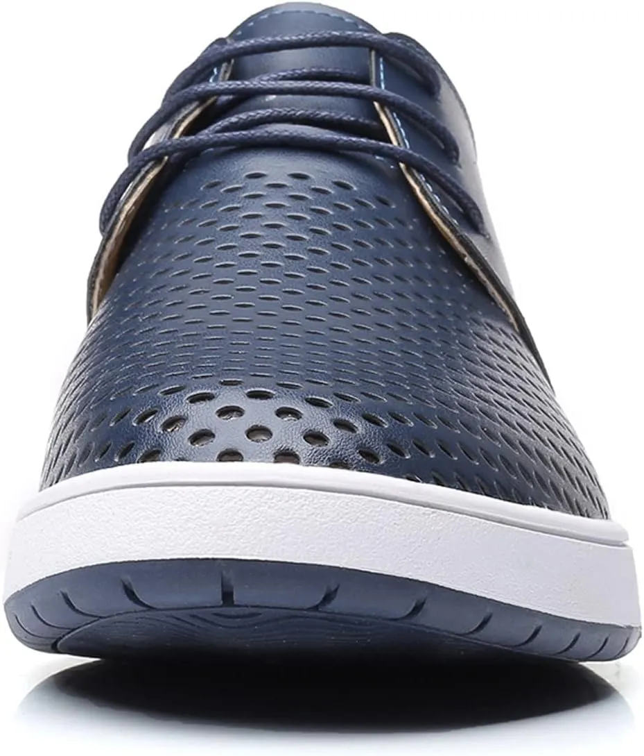 Wide Casual Business Shoes for Men Summer Style Men's Breathable Comfortable Business Lace Up Leisure Hollow Solid Leather Shoes Men Size 14 Black Slip Ons Dress Shoes