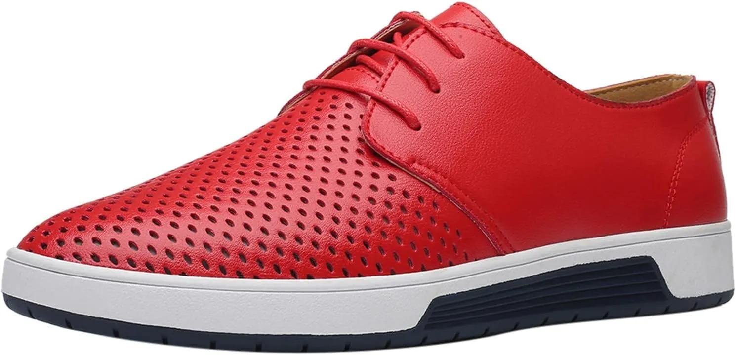 Wide Casual Business Shoes for Men Summer Style Men's Breathable Comfortable Business Lace Up Leisure Hollow Solid Leather Shoes Men Size 14 Black Slip Ons Dress Shoes