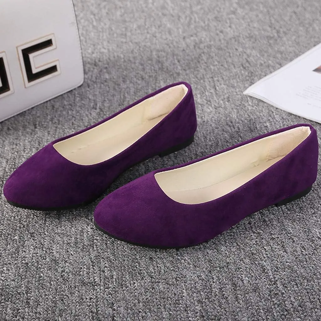 Women Girls Solid Big Size Slip On Flat Shallow Comfort Casual Single Shoes Casual Outdoor Shoes
