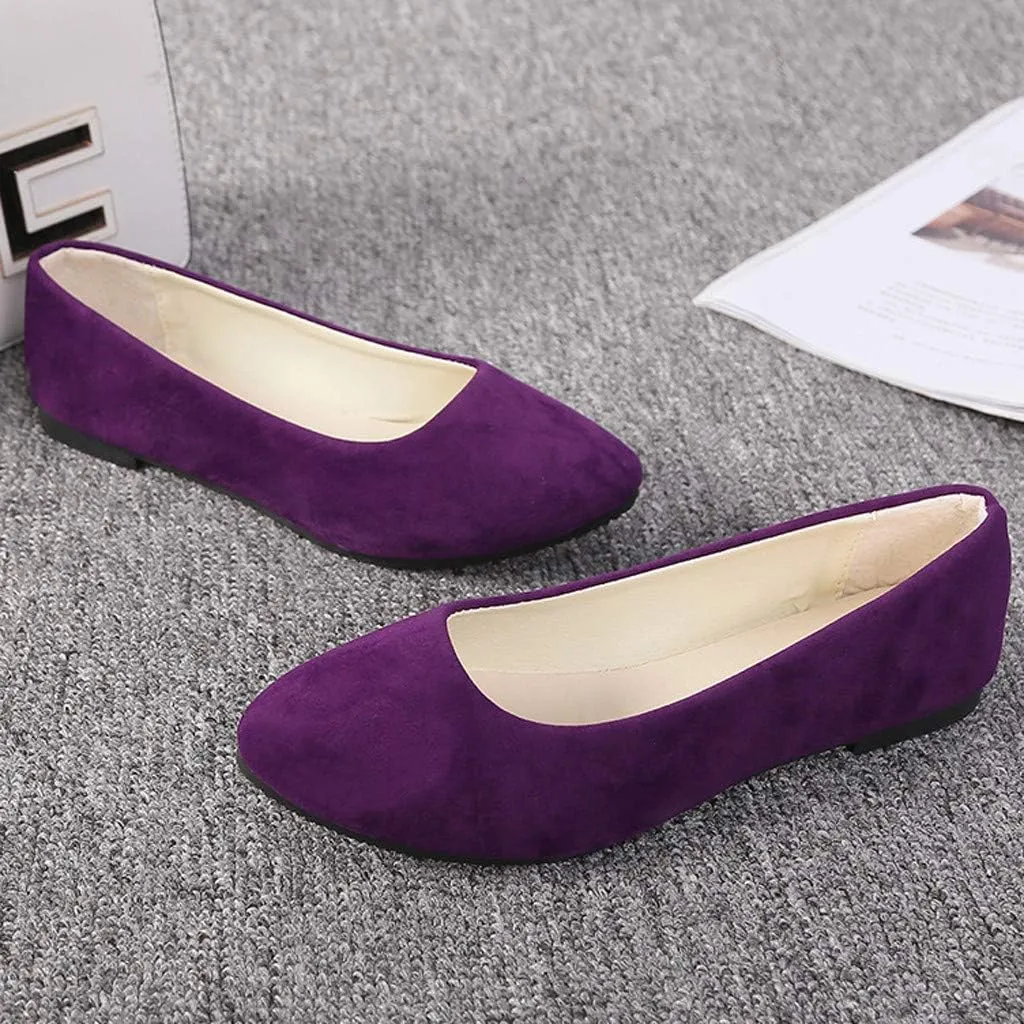 Women Girls Solid Big Size Slip On Flat Shallow Comfort Casual Single Shoes Casual Outdoor Shoes