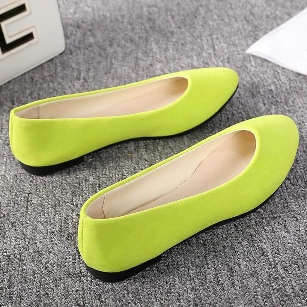 Women Girls Solid Big Size Slip On Flat Shallow Comfort Casual Single Shoes Casual Outdoor Shoes